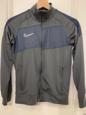 Nike Gray & Navy Athletic Full-Zip Performance Jacket